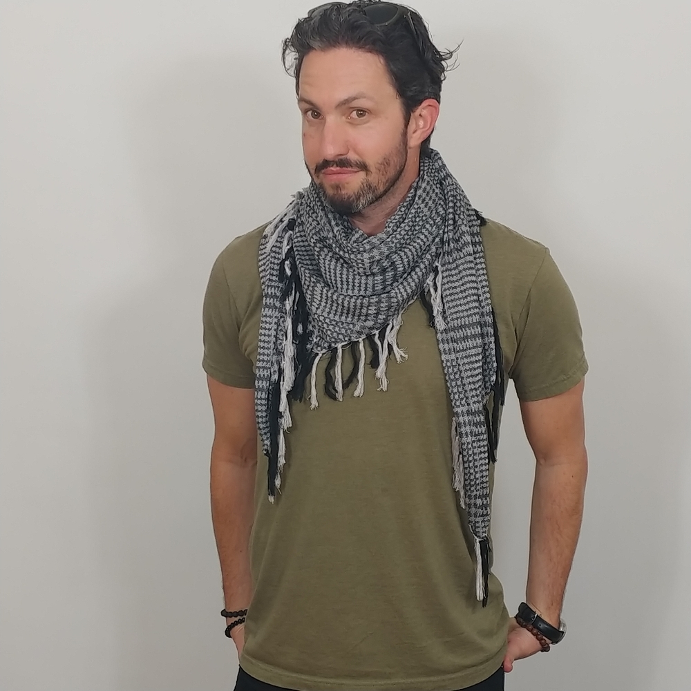 Atlas Design Black & Silver Viscose Scarf